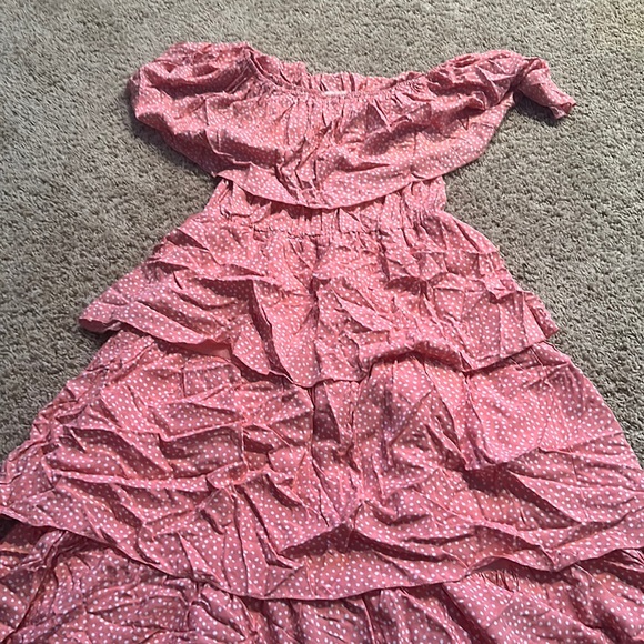MIDI dress. coral/white polka dot - Picture 1 of 2